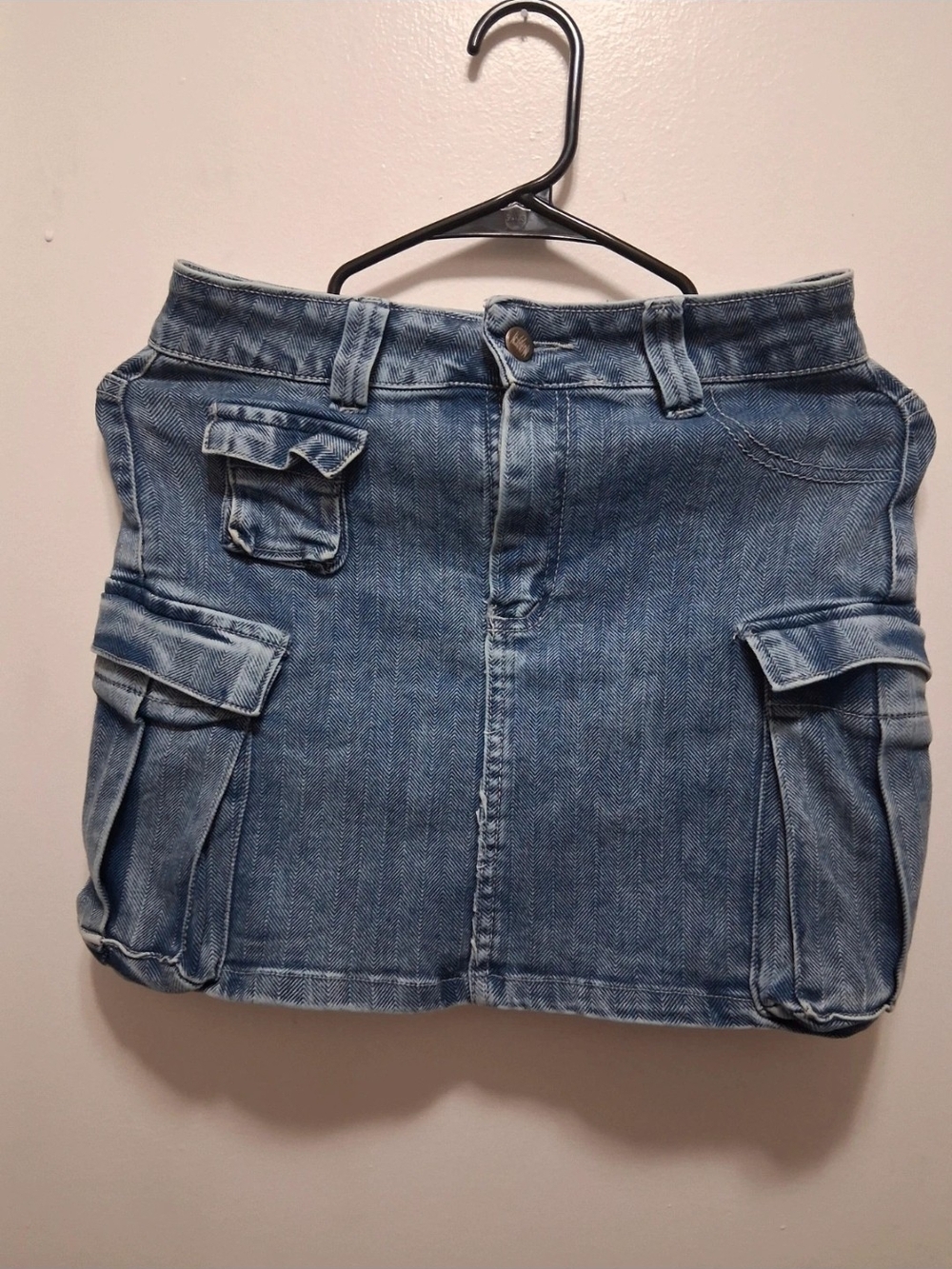 Classic Blue Denim Cargo Mini Skirt